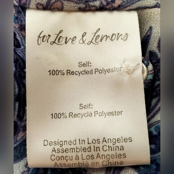 For Love & Lemons Blouse Crop Top Janelle Boho Ruffle V-Neck CT-1770 Blu/Wht/Prp - Picture 11 of 12